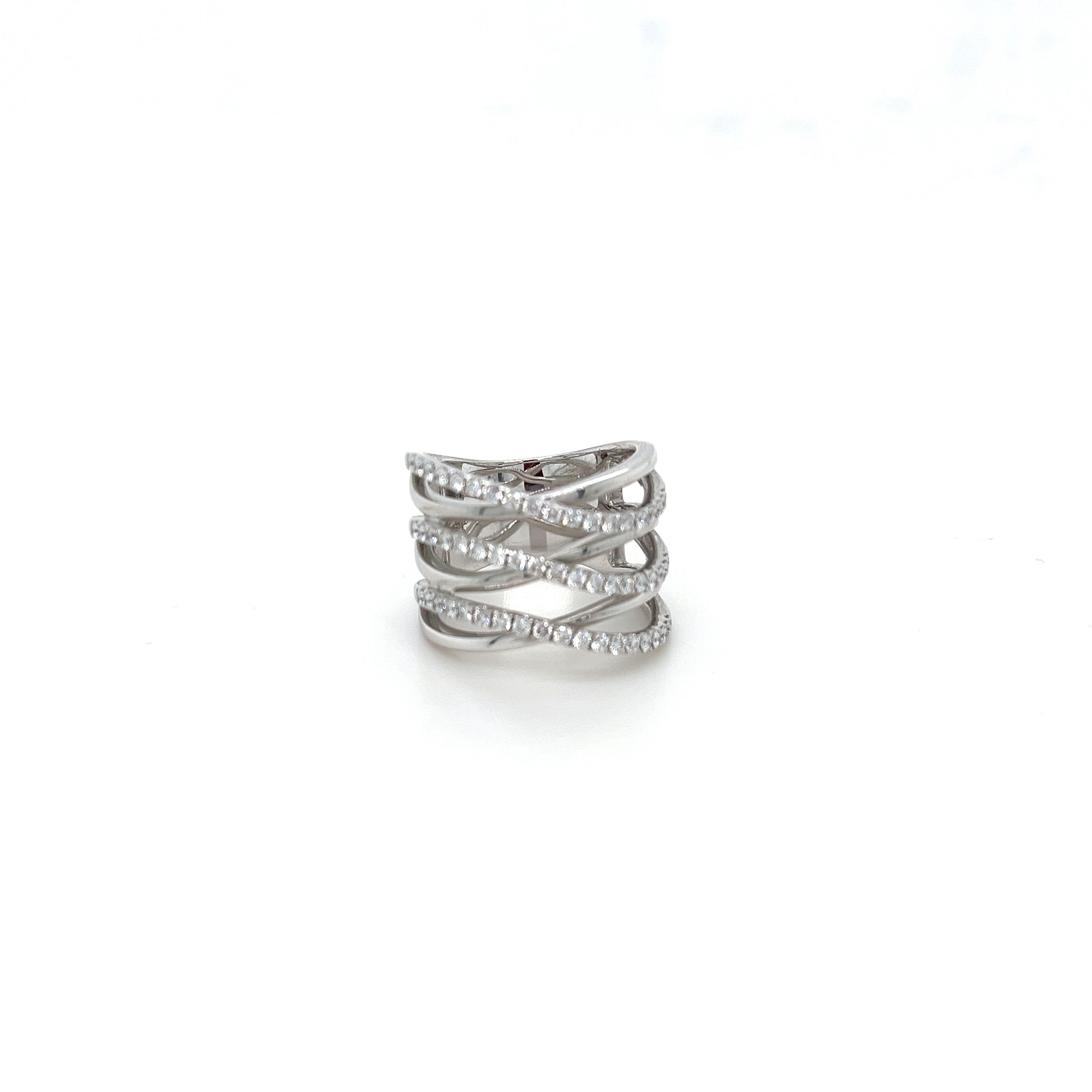 Hulchi Belluni Wave Collection Ring in 18k white gold with Diamonds, 57 pcs, 0.85ct - R1112