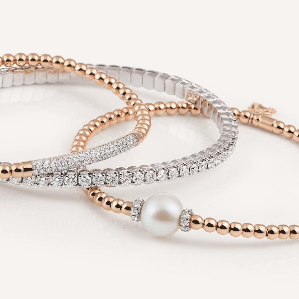 Al Coro Stretchy Bracelet in 18k White Gold with 66 Diamonds - Orsini Jewellers