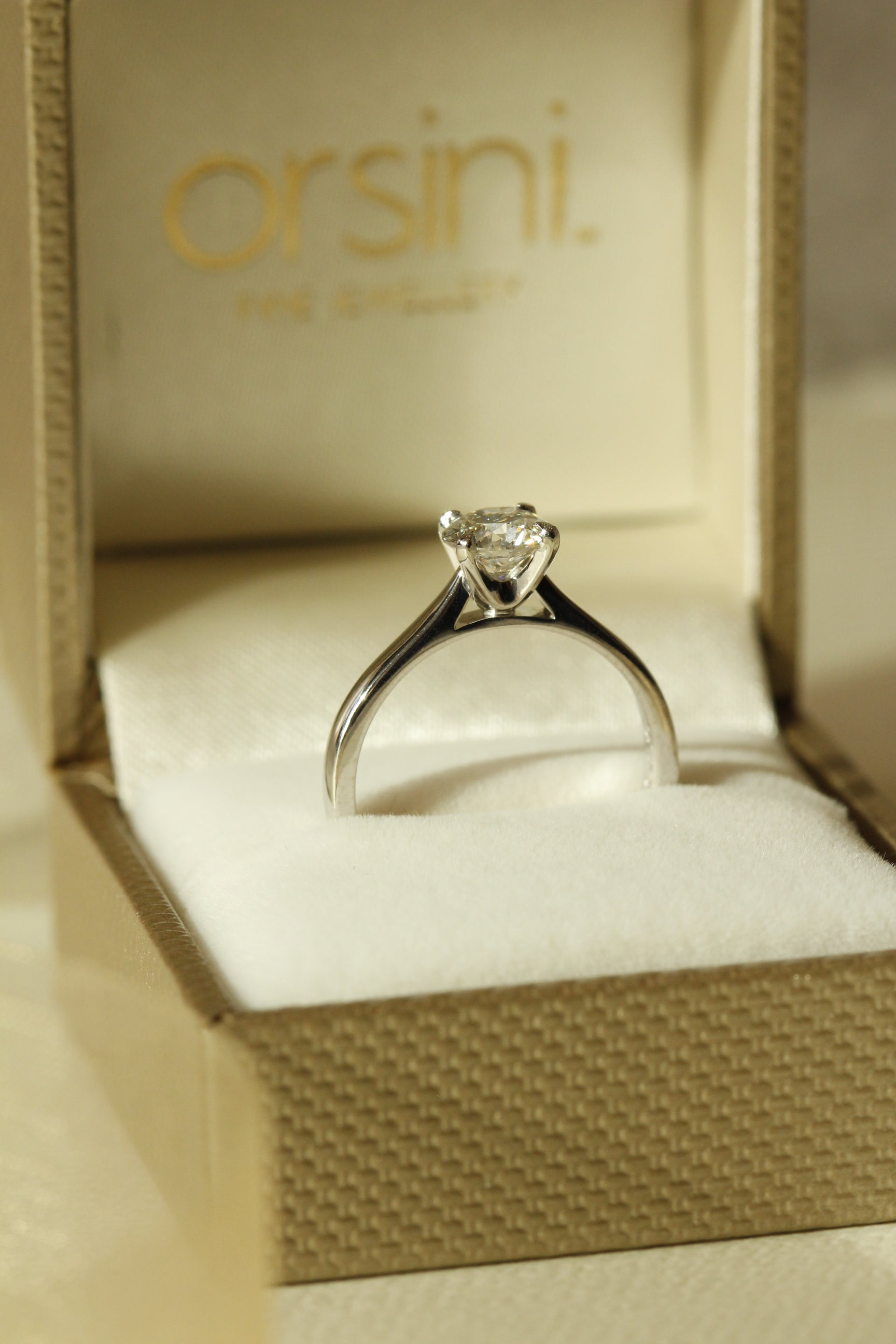 Brilliant round cut diamond engagement ring in box 