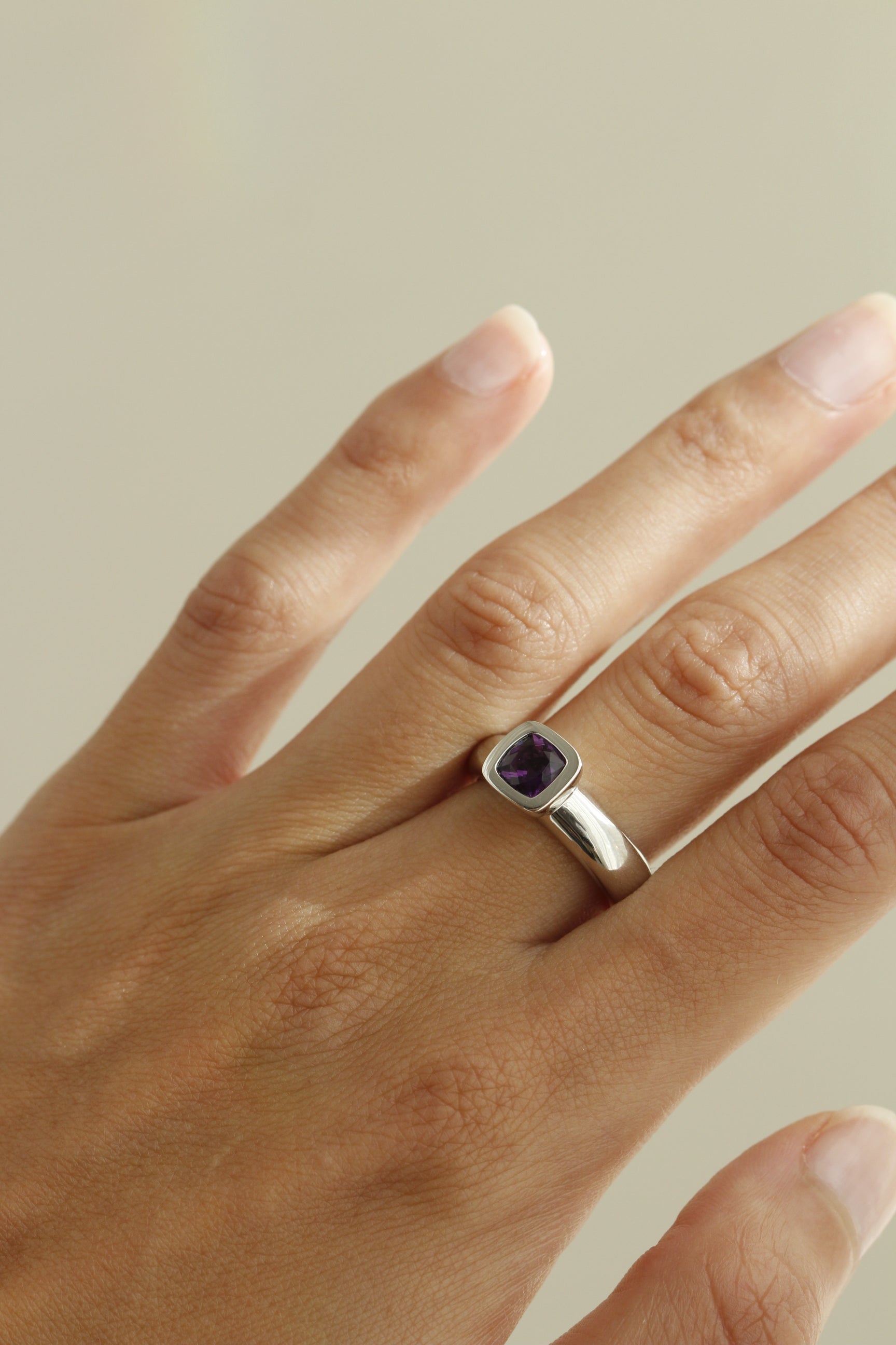 Tirisi Square Amethyst Ring in White Gold - Orsini Jewellers