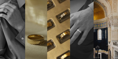 Men's wedding rings banner image cropped for mobile size