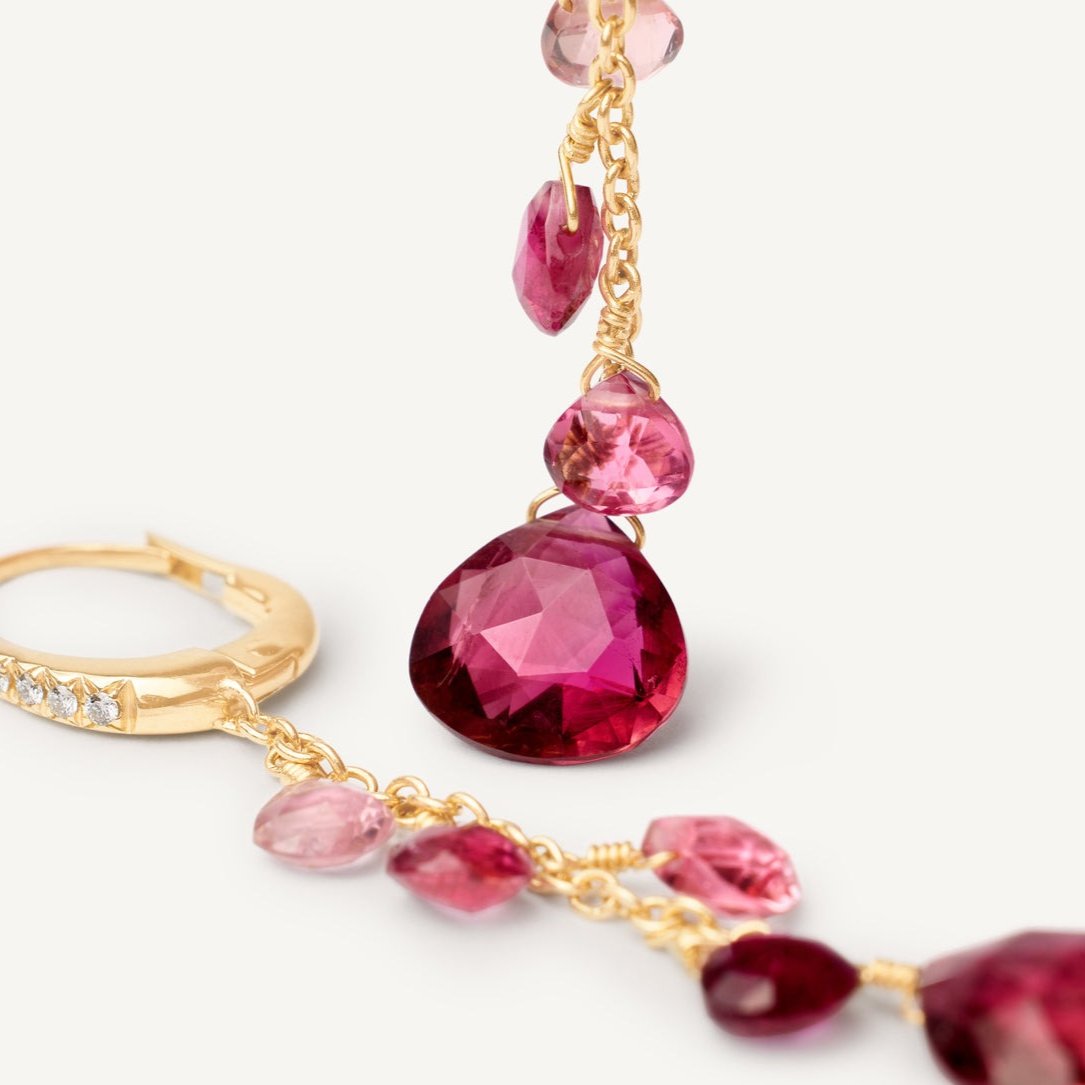 Marco Bicego 18k Gold Pink Tourmaline Earrings with Diamond Accent - Orsini Jewellery