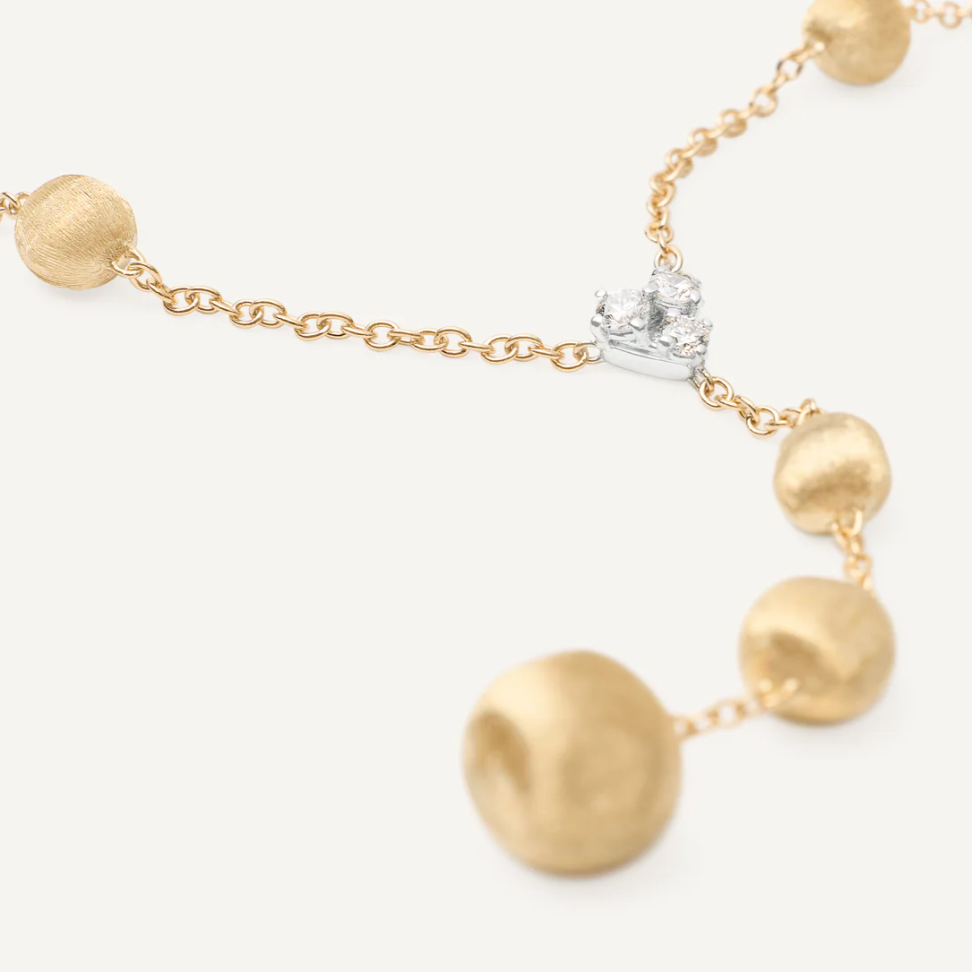 Marco Bicego Africa 18K Yellow Gold Lariat Necklace With Diamonds