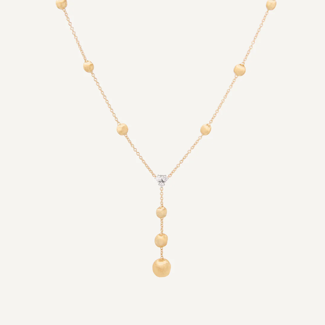 18K Yellow Gold Lariat Necklace With Diamonds