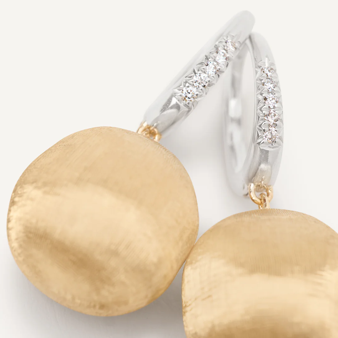 Marco Bicego Africa 18K Yellow Gold Pendant Earrings With Diamond Clip