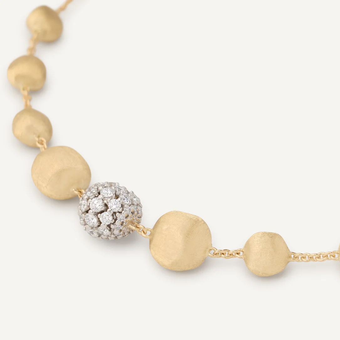 Marco Bicego Africa 18k Gold Diamond Boule Necklace CB2899 B2 YW