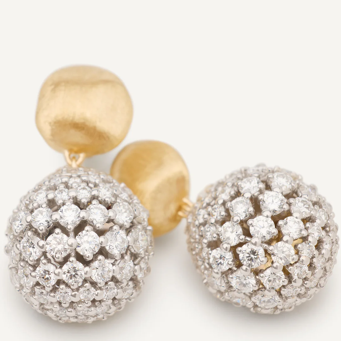 Marco Bicego Africa 18k Gold and Diamond Drop Earrings OB1923_B2_YW