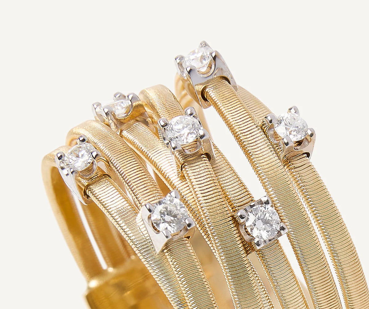 Marco Bicego Goa 18k Yellow Gold Diamond 7 Strand Ring - Orsini Jewellers