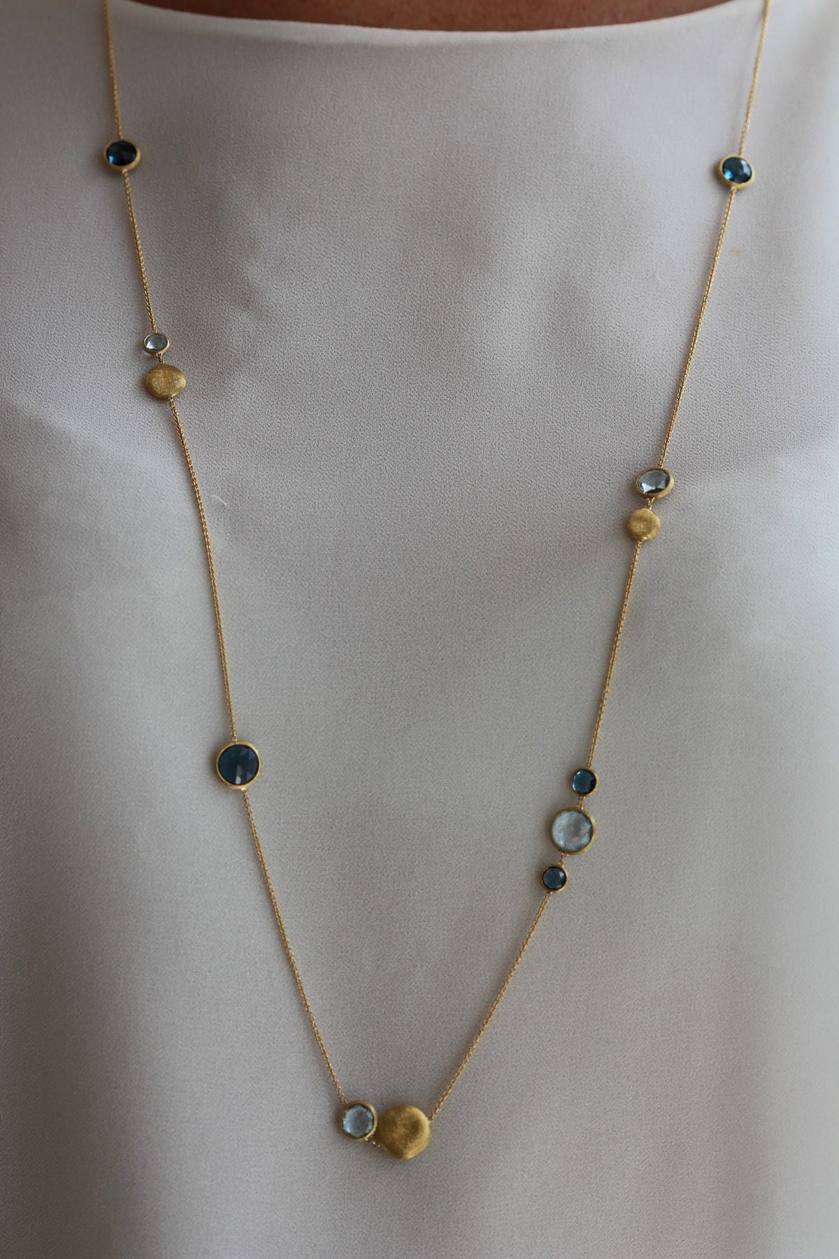 Marco Bicego Jaipur 18k Gold Mixed Blue Necklace