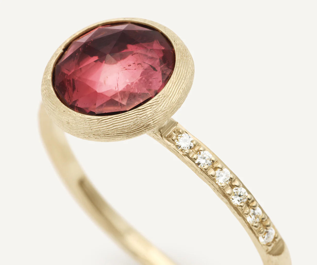 Marco Bicego Jaipur 18k Gold Pink Tourmaline Ring Mini with diamond detail - Orsini Jewellers