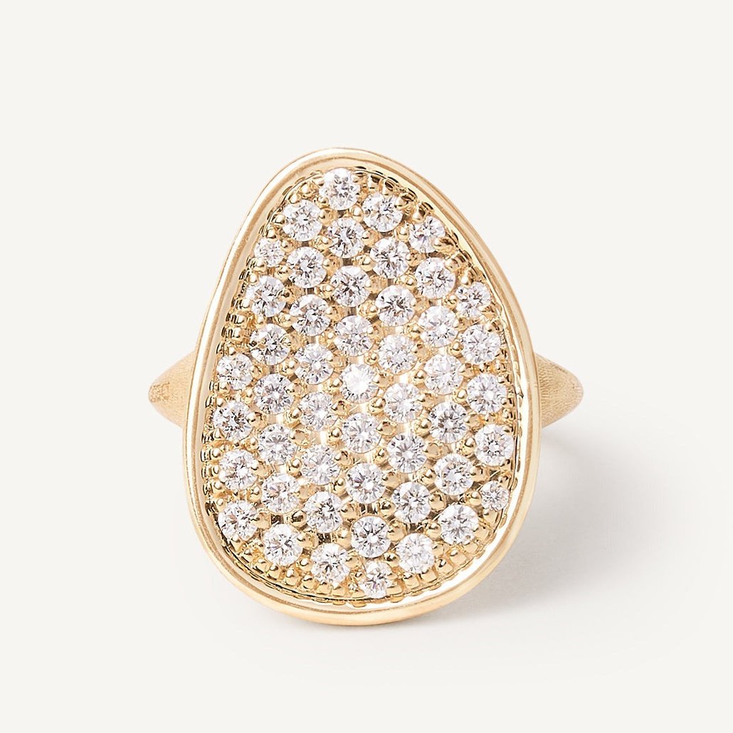 Marco Bicego Lunaria 18k Gold Diamond Pavé Ring
