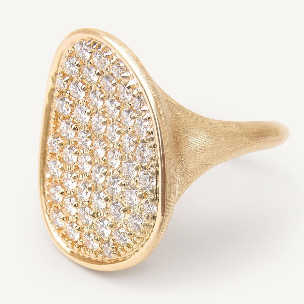 Marco Bicego Lunaria 18k Gold Diamond Pavé Ring