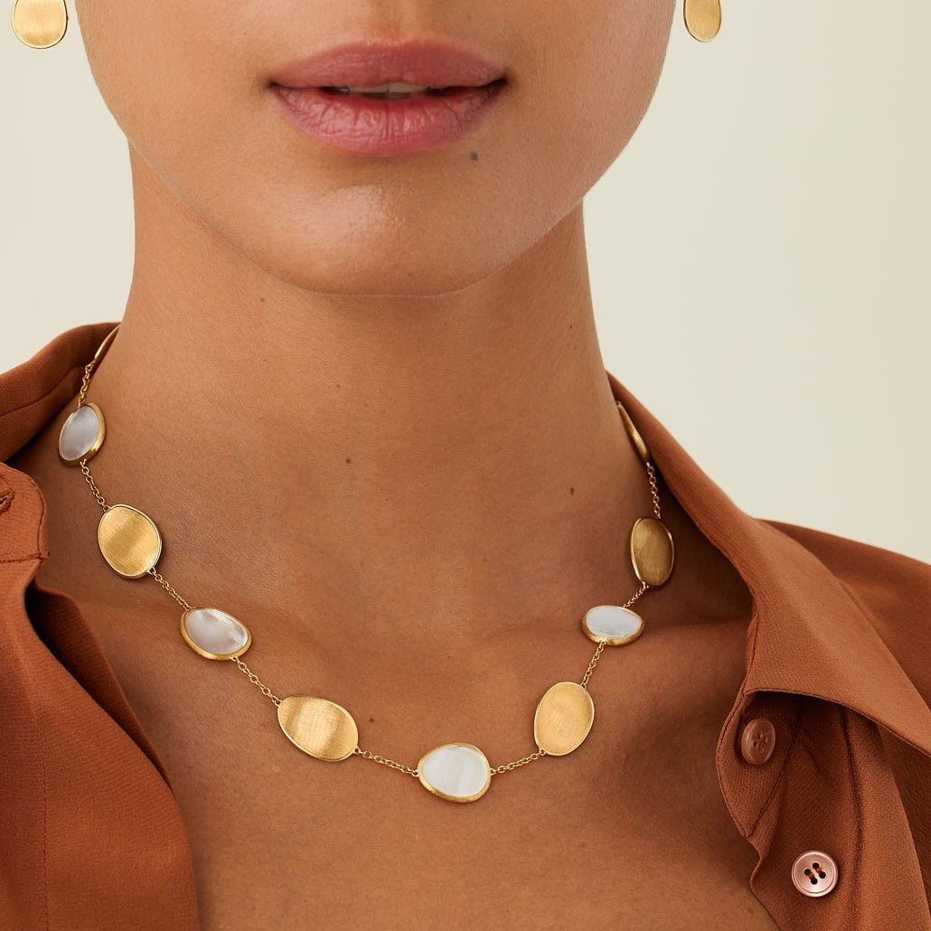 Marco Bicego Lunaria 18k Gold Mother of Pearl Necklace CB2099 MPW Y