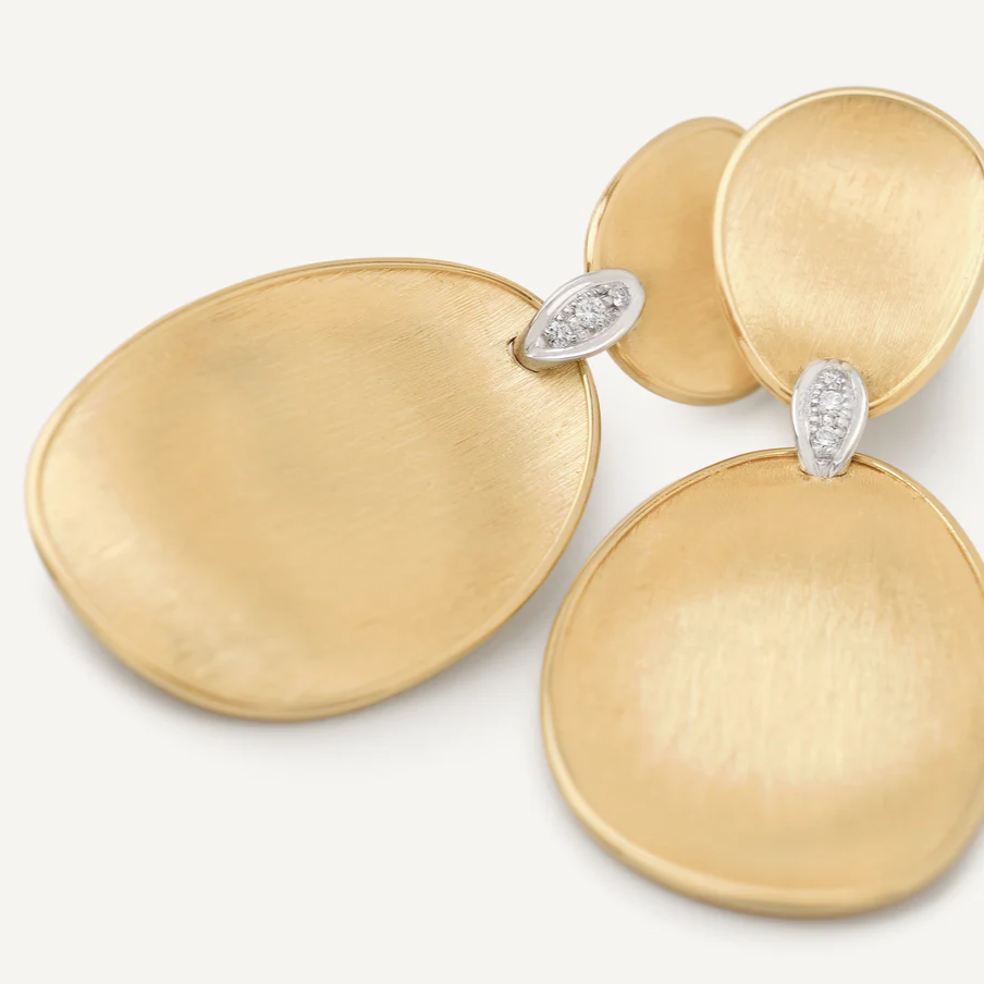 Marco Bicego Lunaria 2 Drop Earrings with Diamond Accents (Medium) OB1460_B_YW