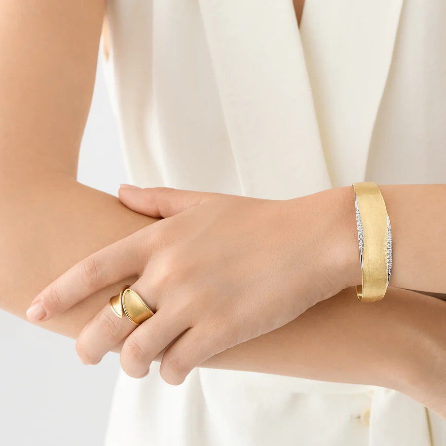 Marco Bicego Lunaria Gold Bangle with Diamond Detail (Medium) SB124_B_YW Orsini Fine Jewellery