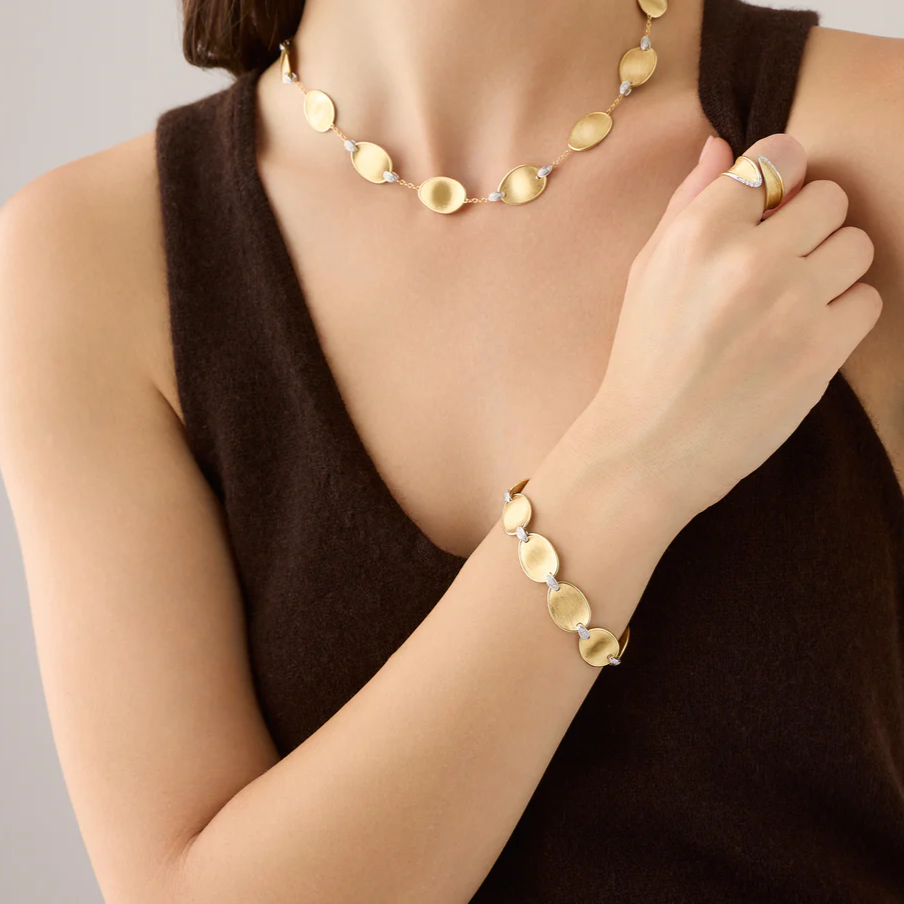 Marco Bicego Lunaria Gold Bracelet with Diamond Links BB2893_B_YW Orsini Fine Jewellery