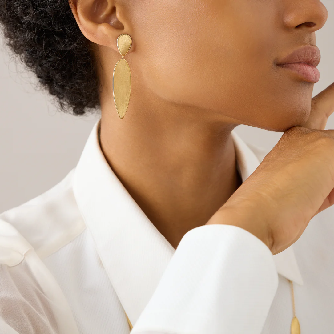 Marco Bicego Lunaria Twist Classic Gold Pendant Earrings (Large) OB1917_Y