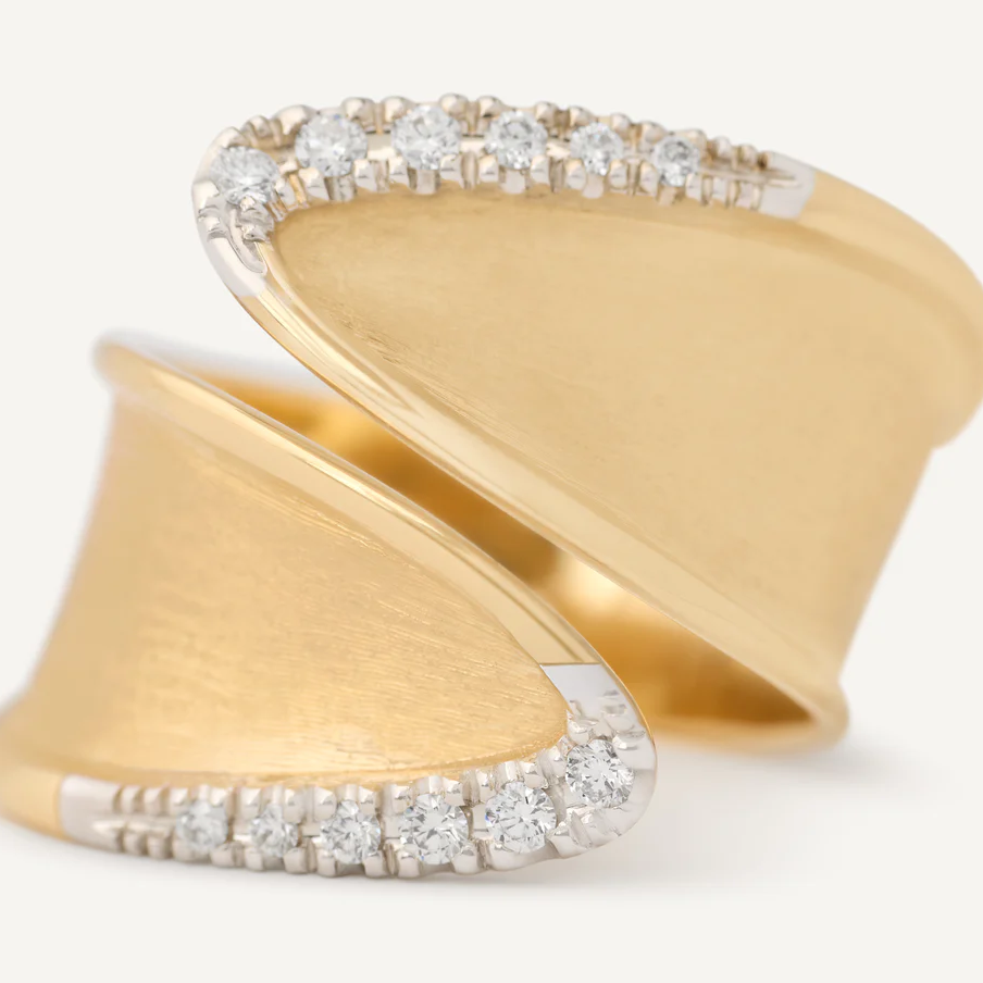 Marco Bicego Lunaria Twist Classic Gold and Diamond Open Ring AB660_B_YW