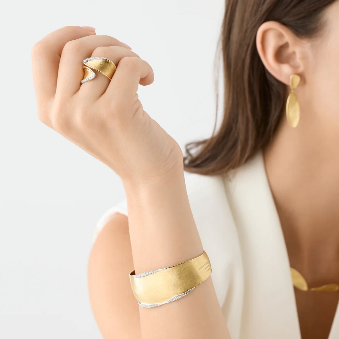 Marco Bicego Lunaria Twist Classic Gold and Diamond Open Ring (Large) AB661_B_YW orsini fine jewellery