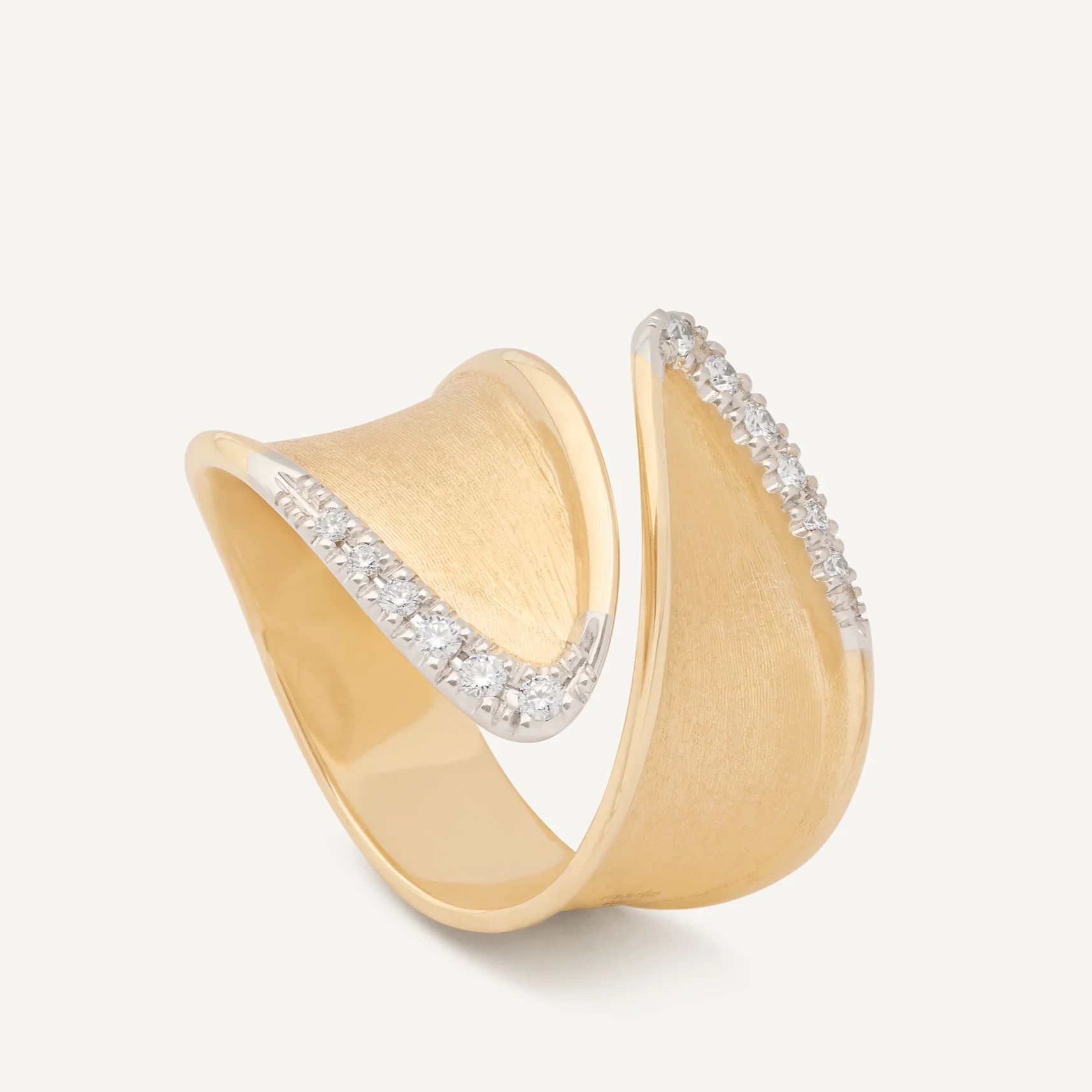 Marco Bicego Lunaria Twist Classic Gold and Diamond Open Ring (Large) AB661_B_YW
