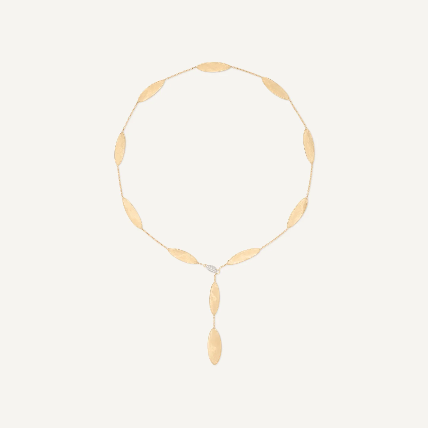 Marco Bicego Lunaria Twist Lariat Necklace 18k Gold with Diamonds CB2898_B_YW