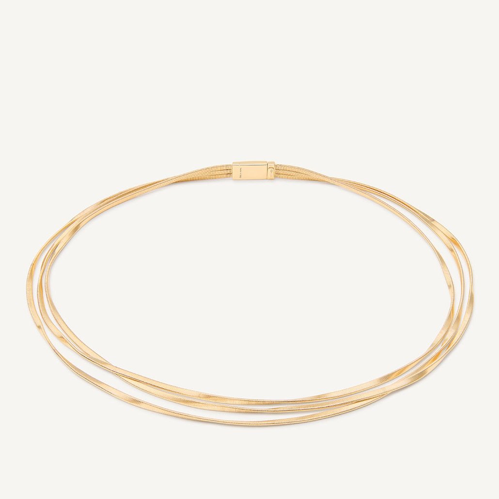 18kt yellow gold three-strand coil necklace
