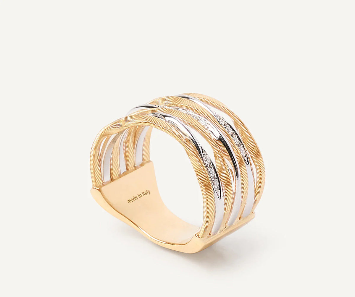 Marco Bicego Marrakech Onde Ring 7-strand 18k Gold with Diamonds - Orsini Jewellers