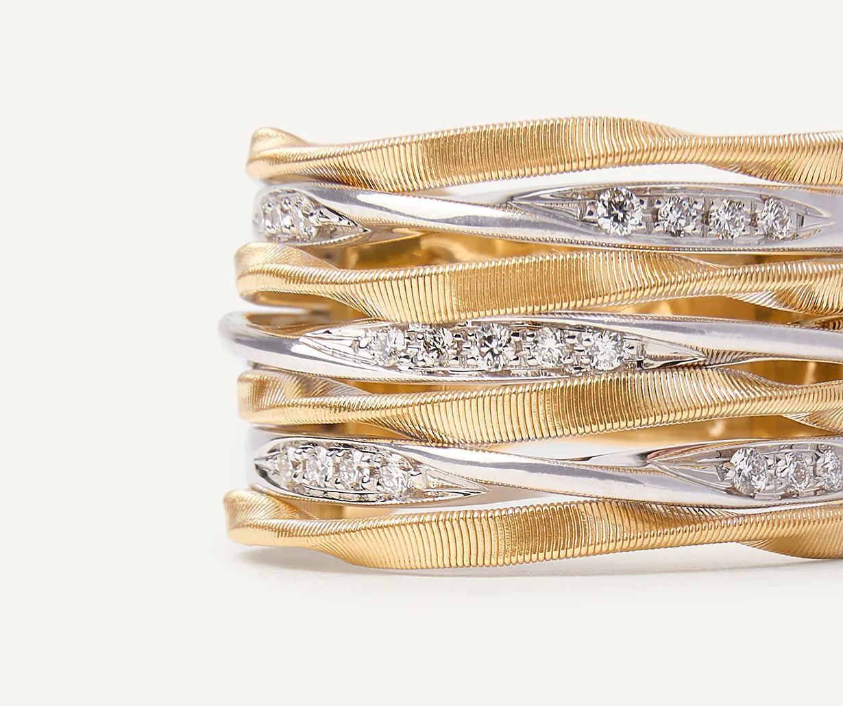 Marco Bicego Marrakech Onde Ring 7-strand 18k Gold with Diamonds - Orsini Jewellers