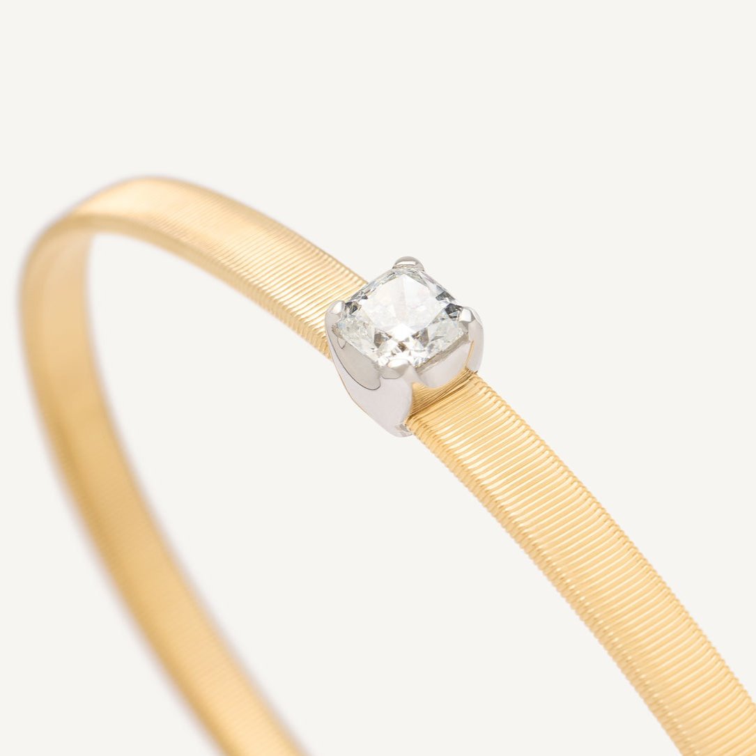 Marco Bicego Masai 18k Gold Bangle with Cushion Cut Diamond Bracelet