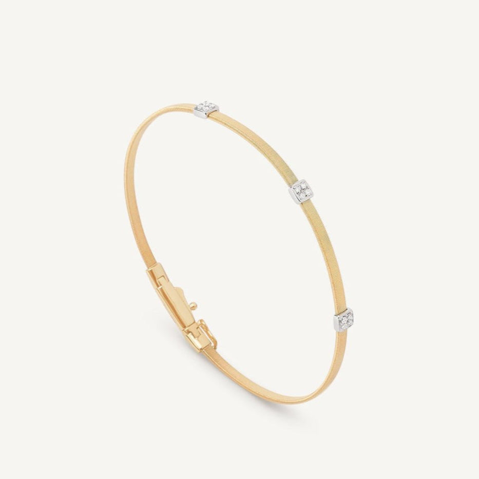 Marco Bicego Masai 18k Gold Pavè Diamond Bracelet 3 Stations