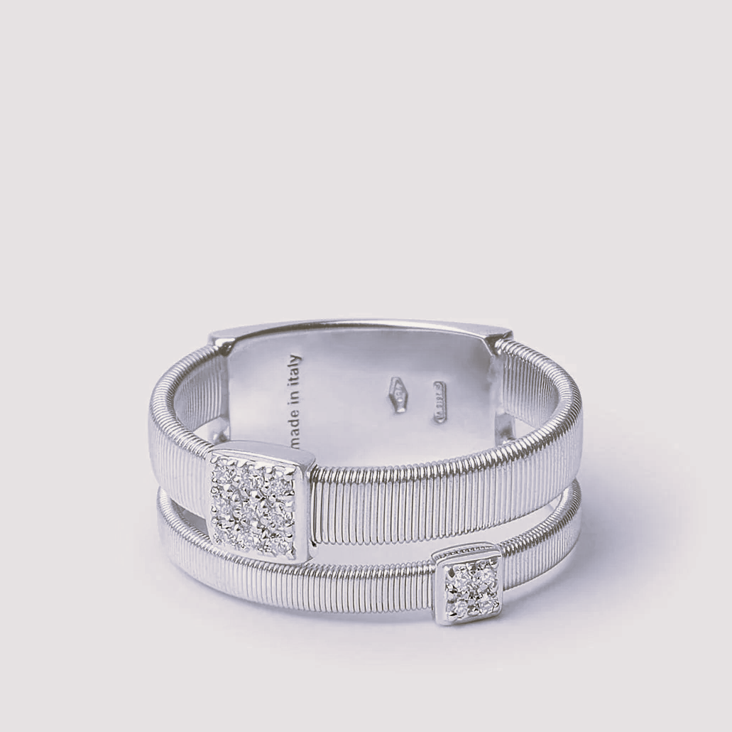 Marco Bicego Masai 18k Gold Pavè Diamond Ring Double