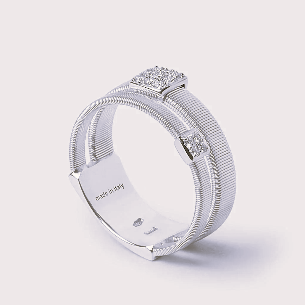 Marco Bicego Masai 18k Gold Pavè Diamond Ring Double