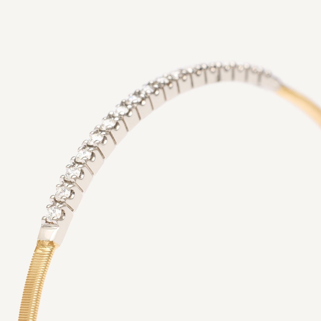18K Yellow Gold Small Stackable Bracelet With Diamond Bar