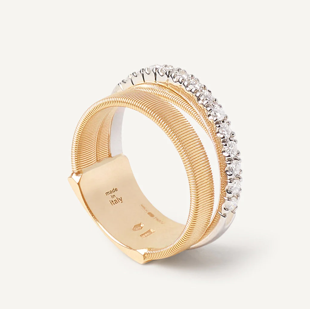 Marco Bicego Masai 18k Yellow Gold Coil Pavè Band Diamond Ring