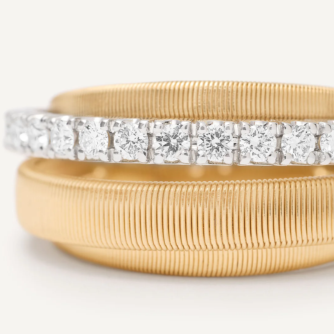 Marco Bicego Masai 4 Strand 18k Gold Coil Pavè Diamond Ring