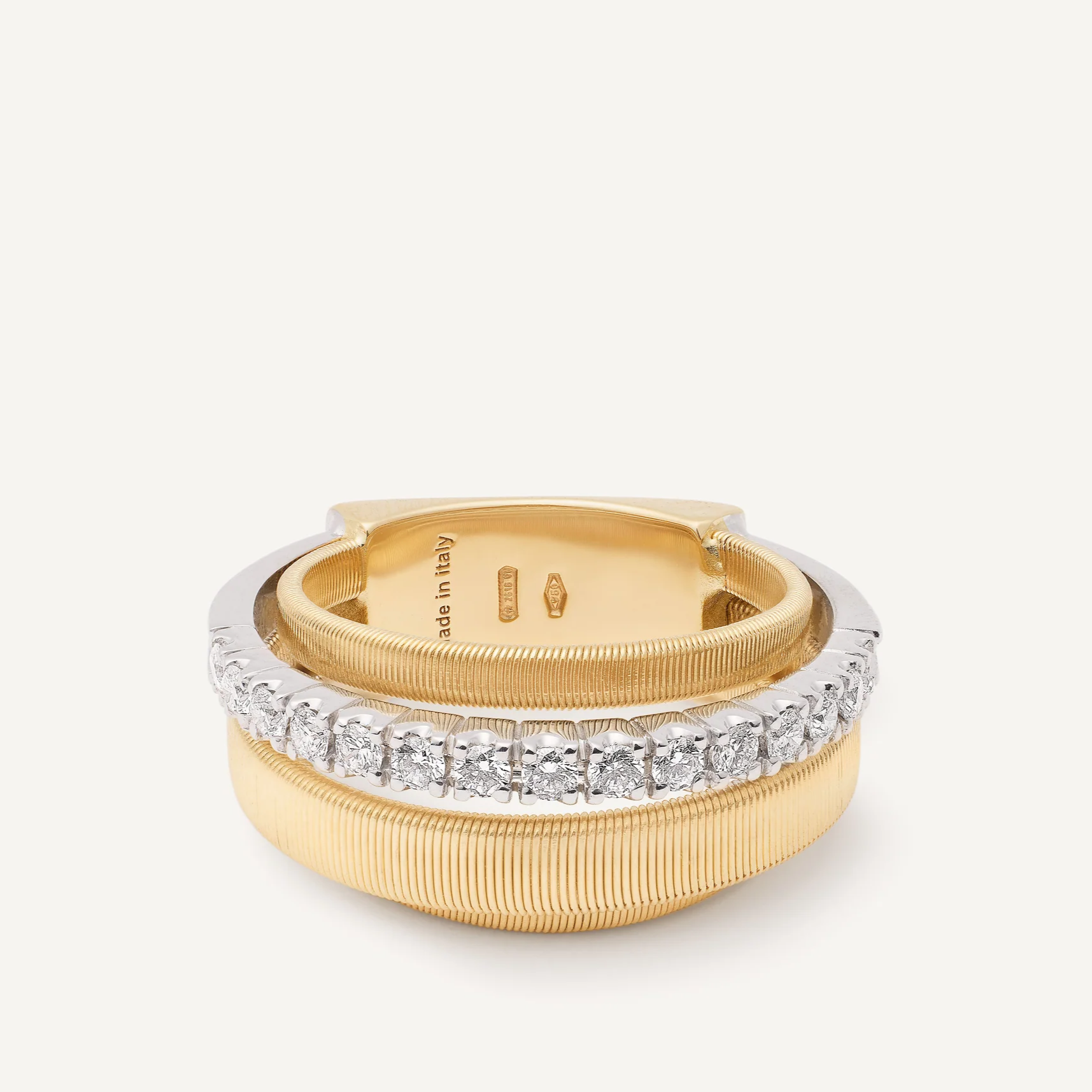 Marco Bicego Masai 4 Strand 18k Gold Coil Pavè Diamond Ring
