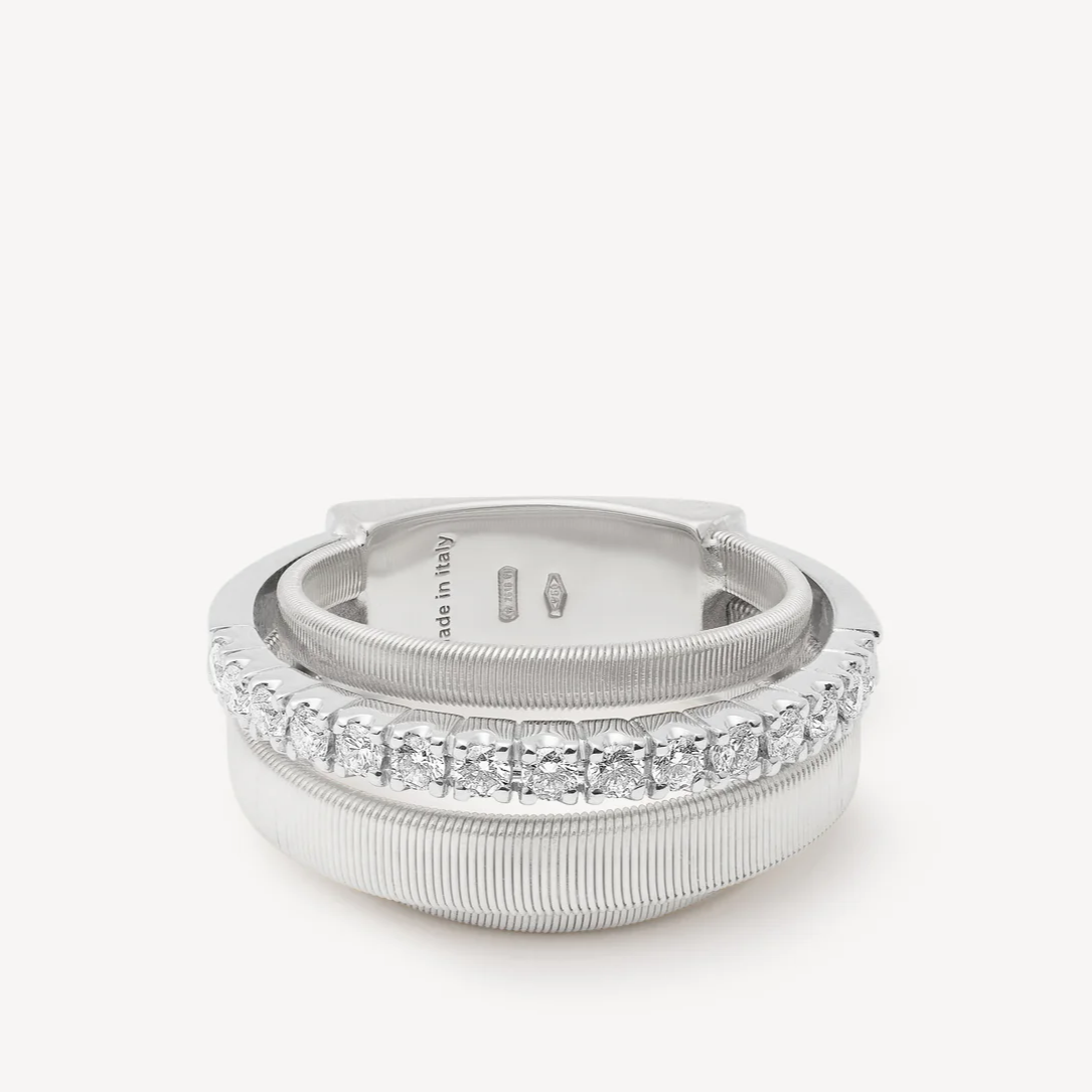 Marco Bicego Masai 4 Strand 18k White Gold Coil Pavè Diamond Ring