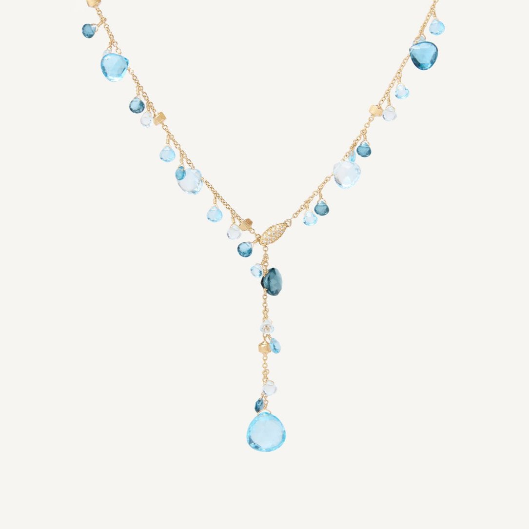 Marco Bicego Paradise 18K Yellow Gold Blue Topaz Lariat Necklace