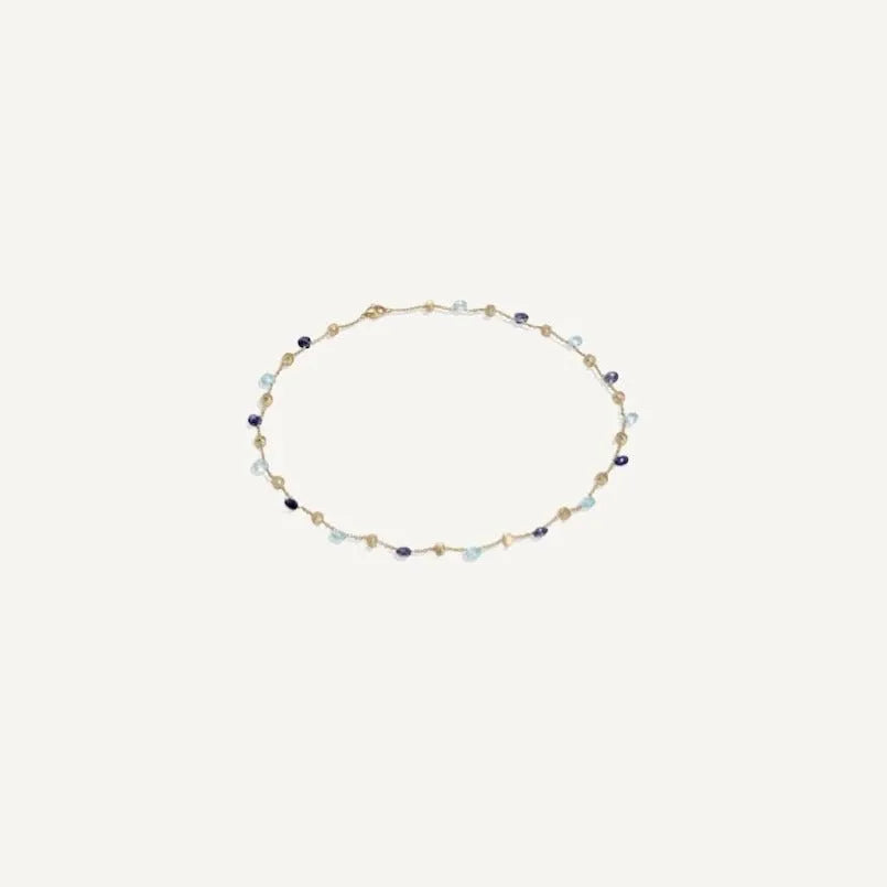 Marco Bicego Paradise 18k Gold Iolite Sky Blue Topaz Necklace - Orsini Jewellers