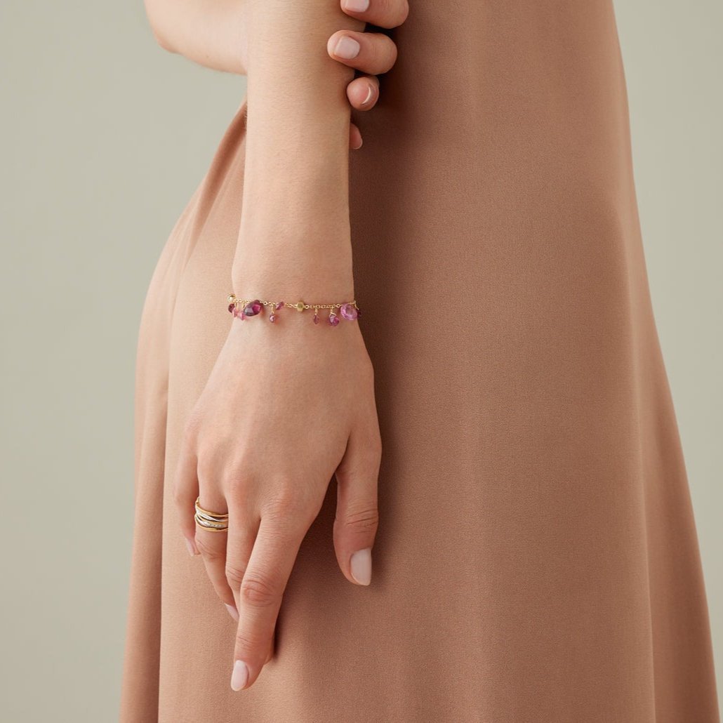 Marco Bicego Paradise Pink Tourmaline Gemstone Bracelet in 18k Gold