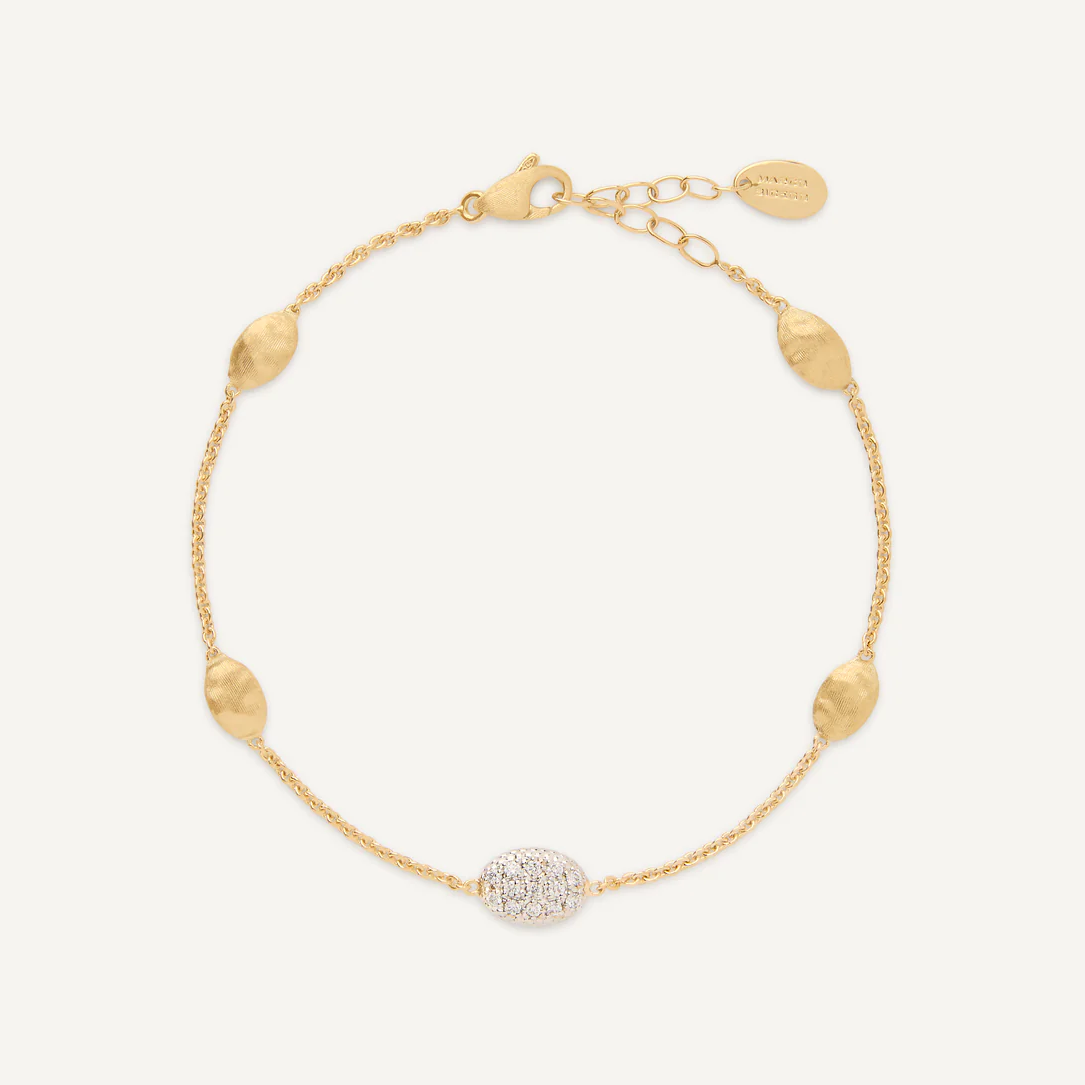 Marco Bicego Siviglia 18k Gold Extra Small Bead Bracelet with Diamond Detail BB2943_B