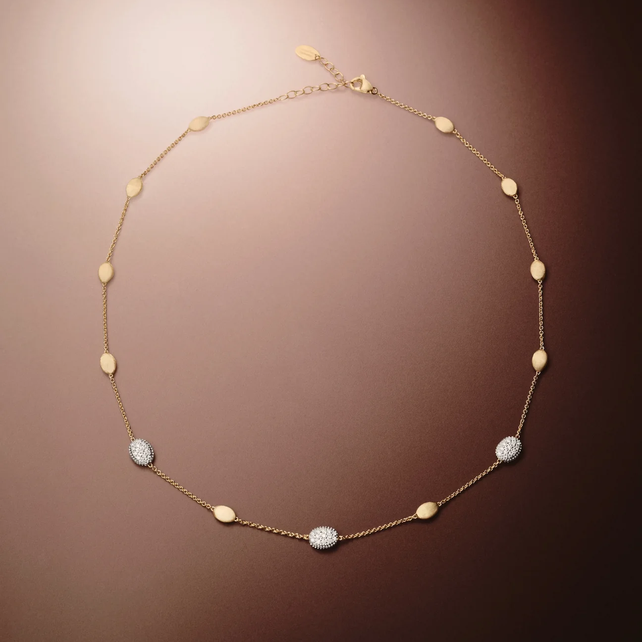 Marco Bicego Siviglia 18k Gold Extra Small Bead Necklace with Diamonds CB1838-B