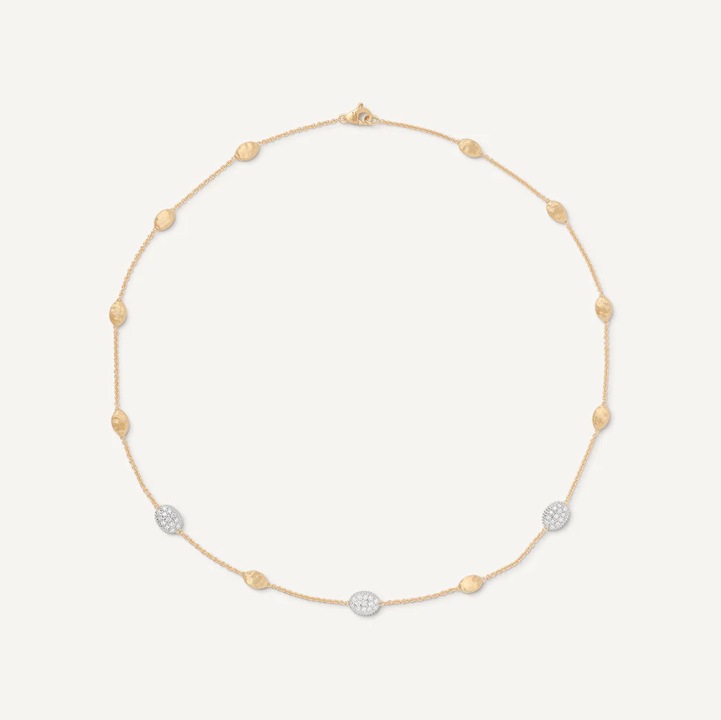 Marco Bicego Siviglia 18k Gold Extra Small Bead Necklace with Diamond Detail CB1838-B