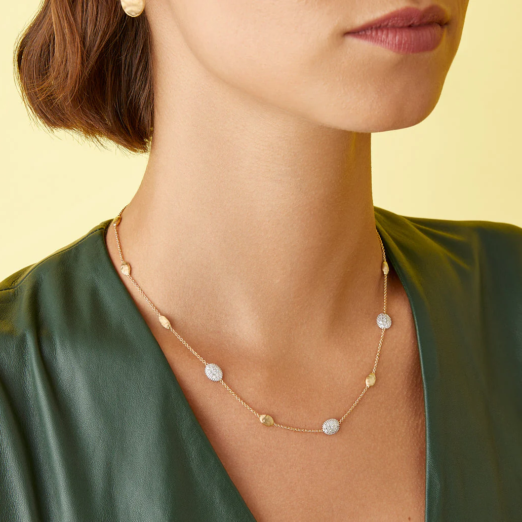 Marco Bicego Siviglia 18k Gold Extra Small Bead Necklace with Diamond Detail Orsini Fine Jewellery
