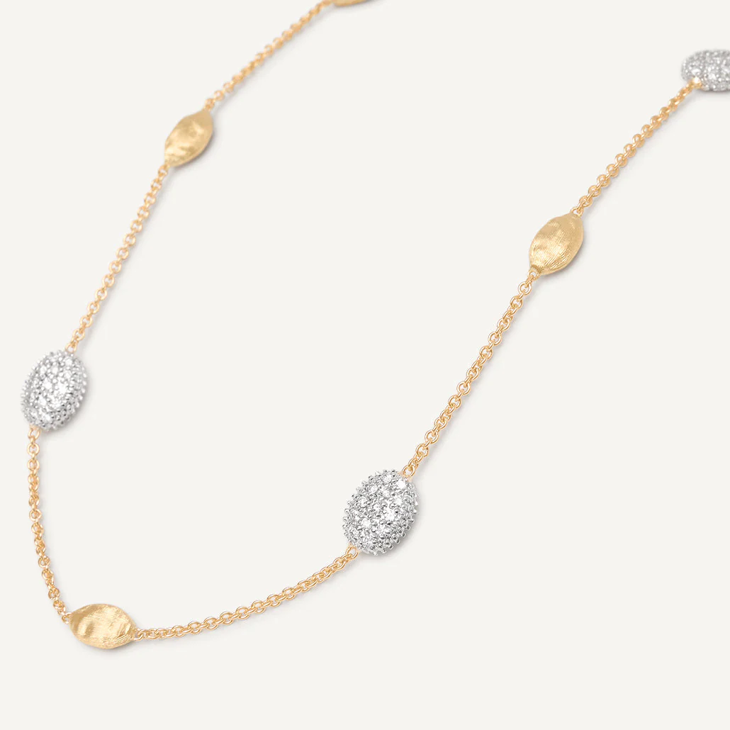Marco Bicego Siviglia 18k Gold Extra Small Bead Necklace with Diamond Detail CB1838-B Orsini Fine Jewellery