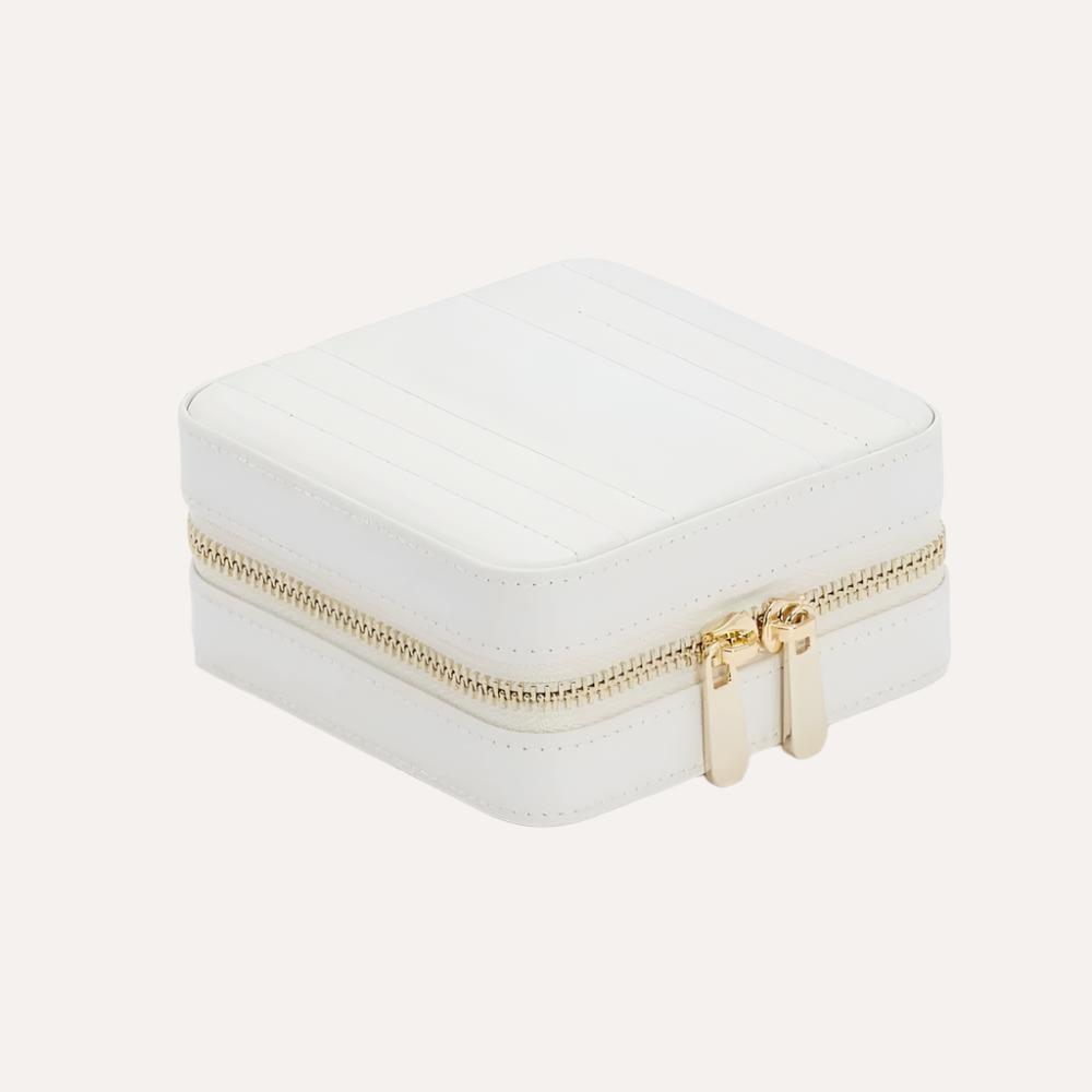 Classic small white travel jewellery box