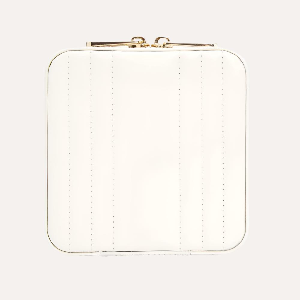 Classic small white travel jewellery box