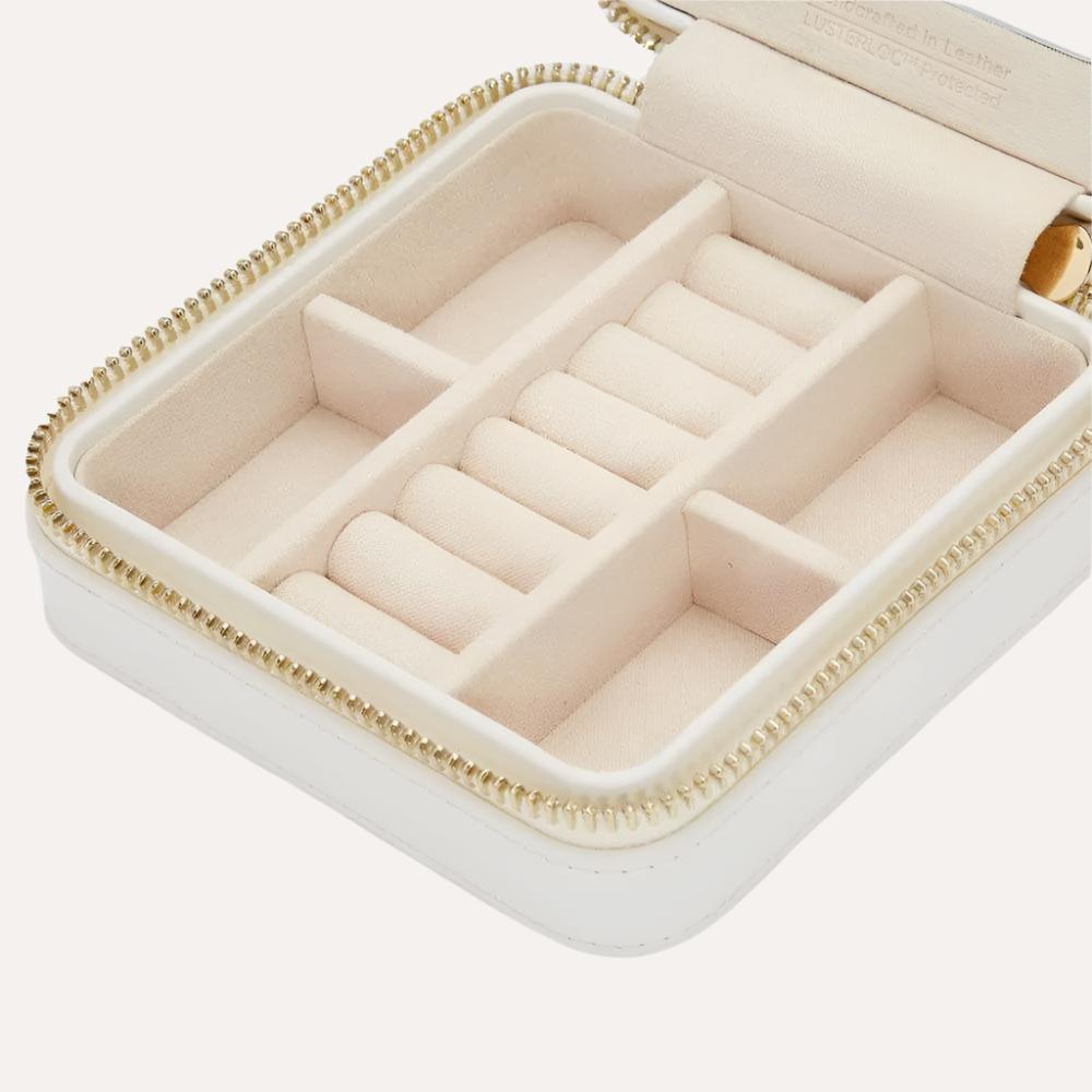 Classic small white travel jewellery box