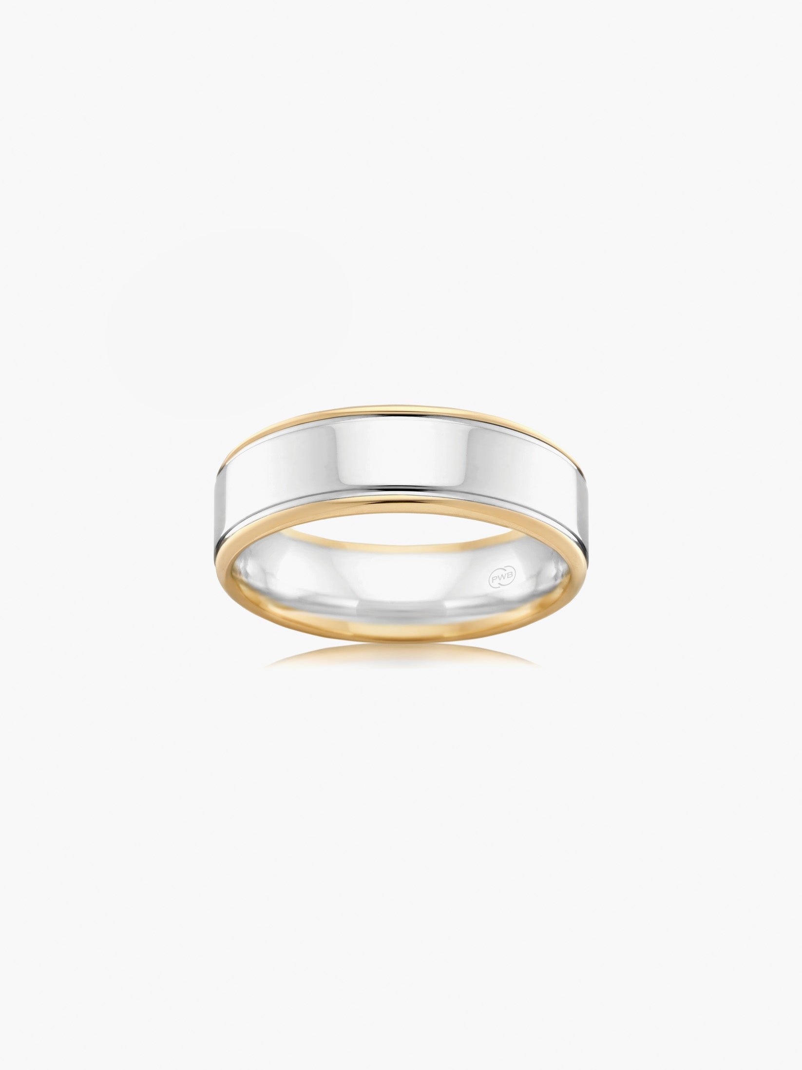 Men’s White Gold Centre & Yellow Gold Edge Wedding Ring