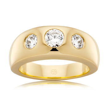 Mens Wedding Ring with 3 large diamonds